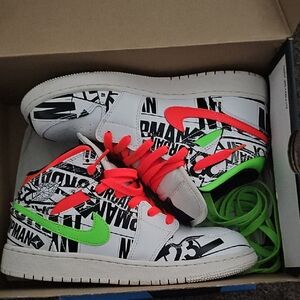 Kids Graphic Sneakers with Neon Accents